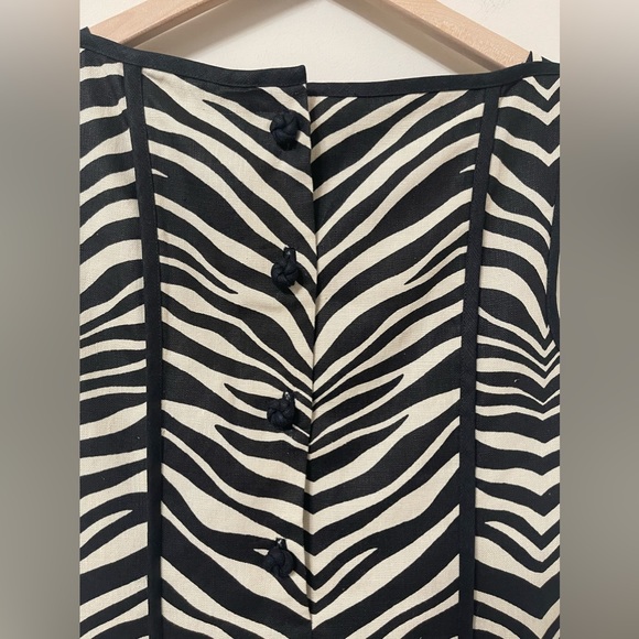 J. Crew Black & Cream Zebra Print Linen Shift Dress Size 6 - Picture 8 of 12